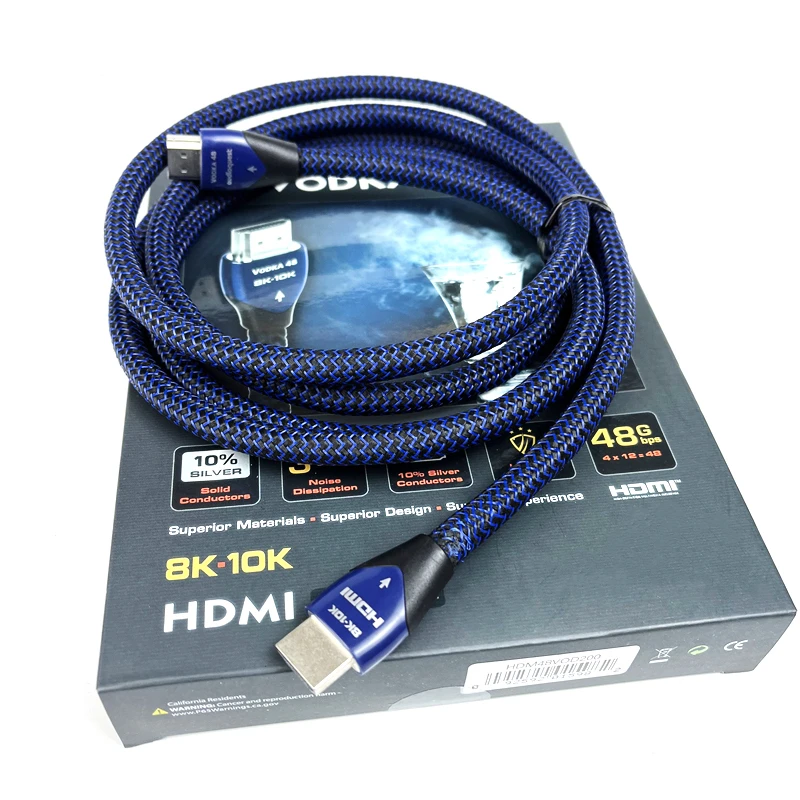 8K VODKA HDMI Cable 10% Silver Plated Copper AV TV 48Gbps Ultra HD 5.0 Video Audio Wire with Box