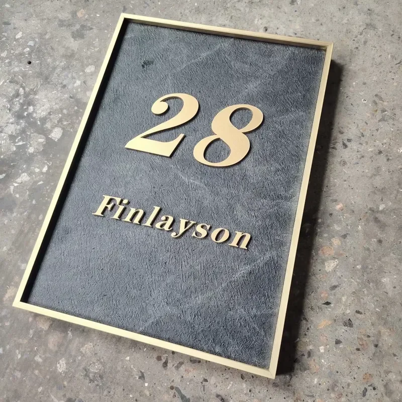 Minjiang Snow Custom Brass Memorial Plaque Hotel Door House Number Decorative Engraved Metal Name Bronze Plaque Door Sign