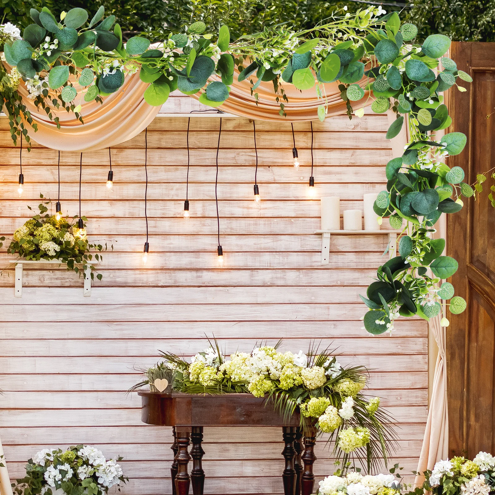 

Realistic 2 Meter Artificial Eucalyptus Garland Faux Greenery Vine Wall Hanging Party Wedding Home Decoration Greenery Garland