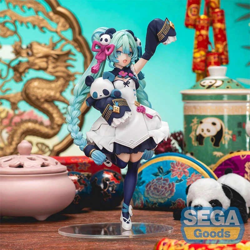 Original Sega Luminasta Prize Figure Hatsune Miku National Style Fashion Panda Anime Figure Model Toy Collectable