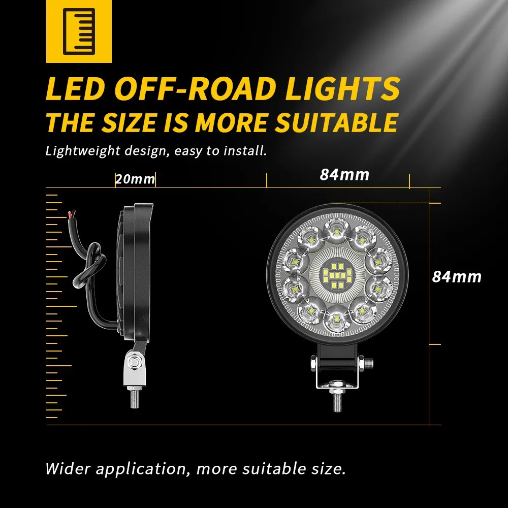 YIGEDENG-Car LED Work Light Private Model 3 Inch Round 21LED Floodlight Auxiliary Light Off-road Vehicle Modification Light