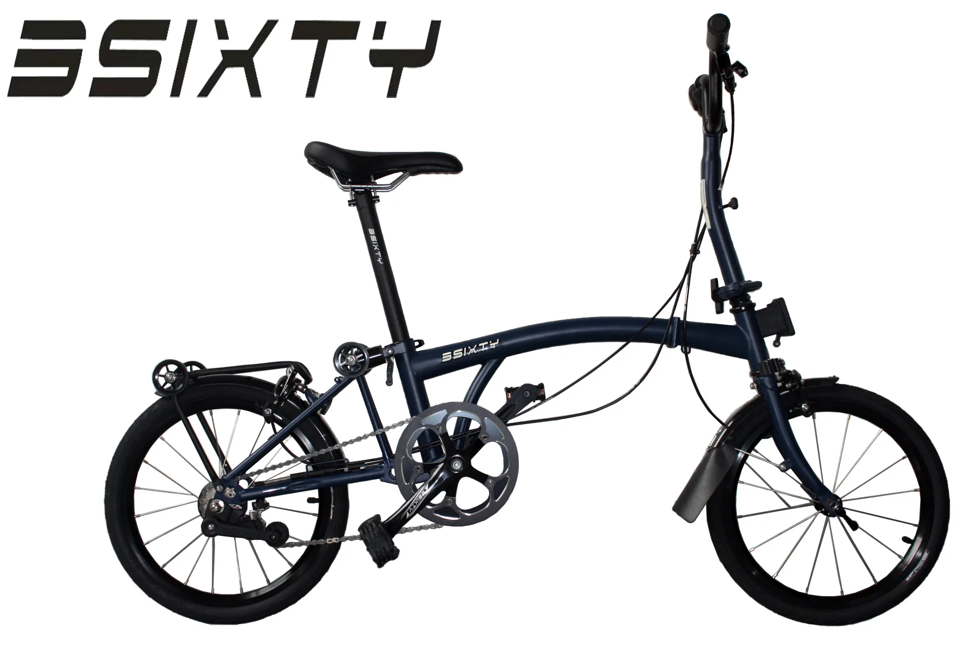 3SIXTY Folding Bicycle External 3speed S&M&Y-bar G3 Navy Blue 16inch Three-Fold Bikes Portable Outdoor Bikes