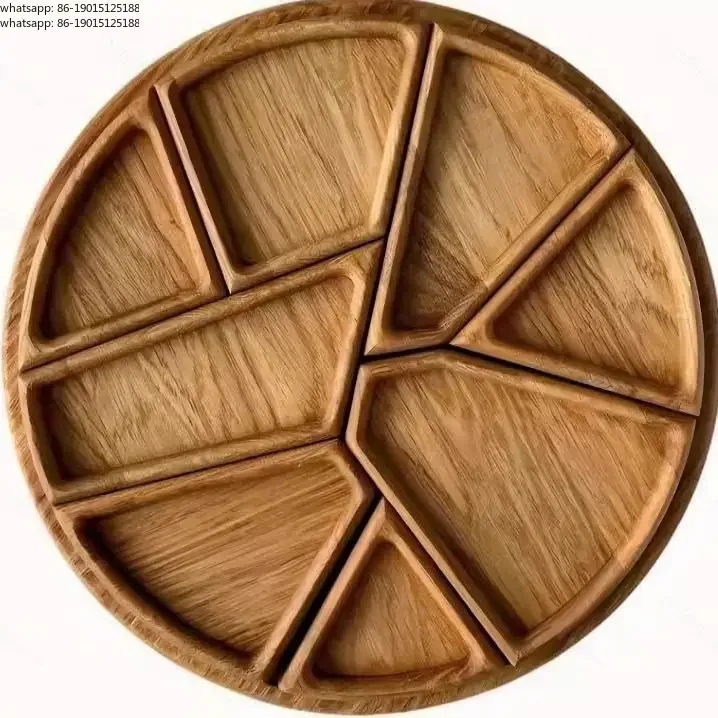 

Wooden fruit snacks, nut snacks can be split into 8-piece split tray, pizza bread wooden plate