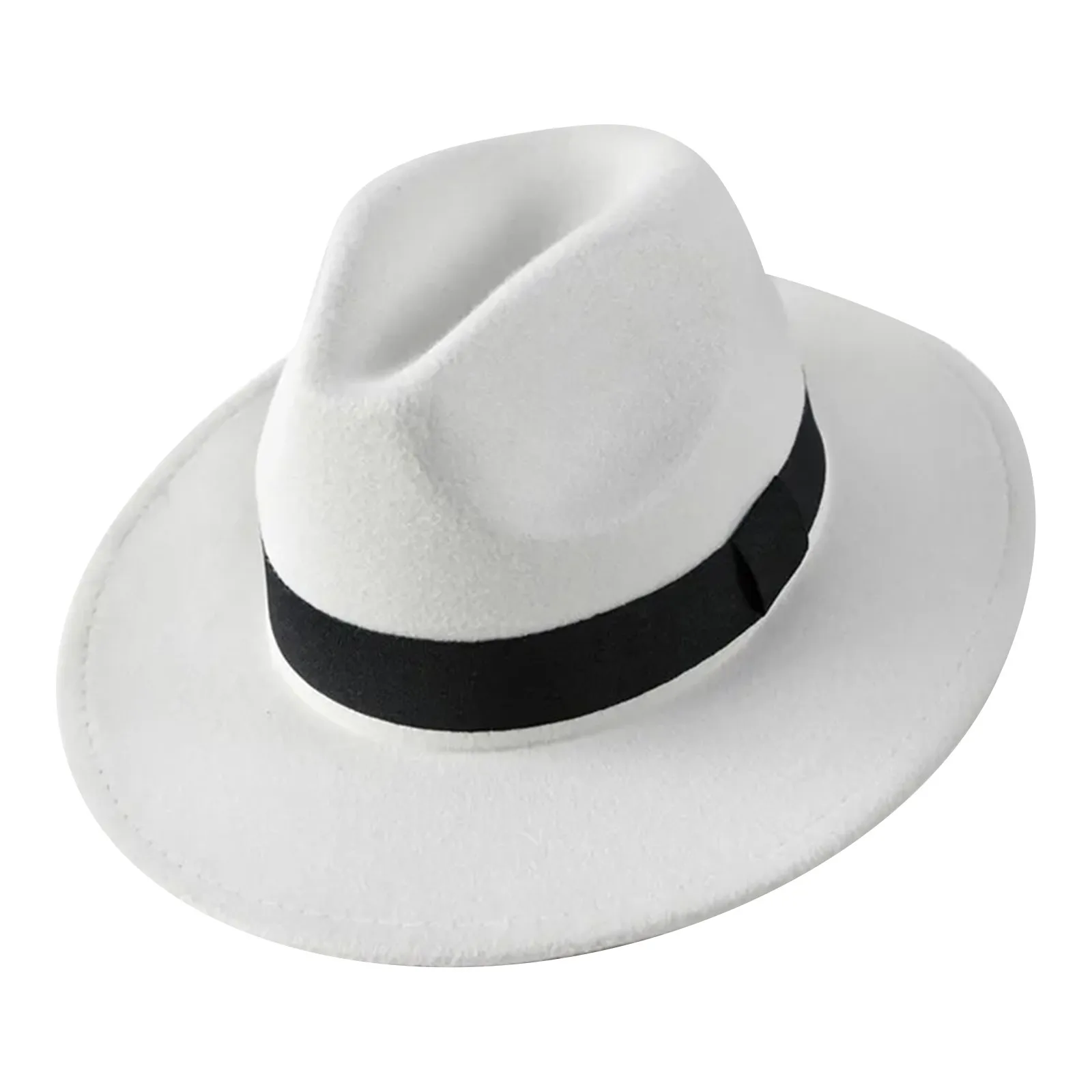 Vintage Fedora Felt Hat Women and Men Solid Color Gentleman Hats Casual Wide Brim Top Hat British Jazz Cap Fashion Accessories