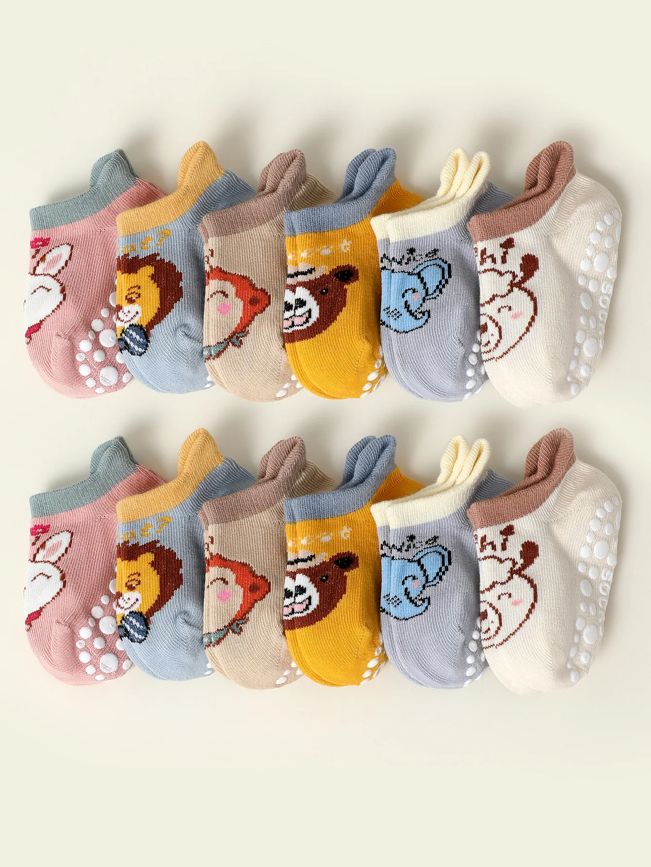 

12 Pairs Baby Socks Anti Slip Kids Girl Boy Short Socks With Rubber Soles Spring Autumn Soft Cotton Infant Toddler Floor Socks