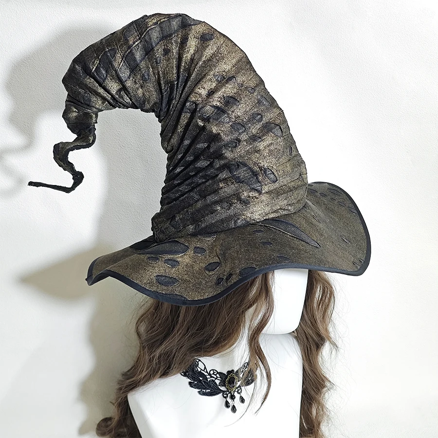 El sombrero de bruja dorado vibrante de Halloween es adecuado para fiestas de Halloween, juegos de rol y fiestas temáticas de maquillaje