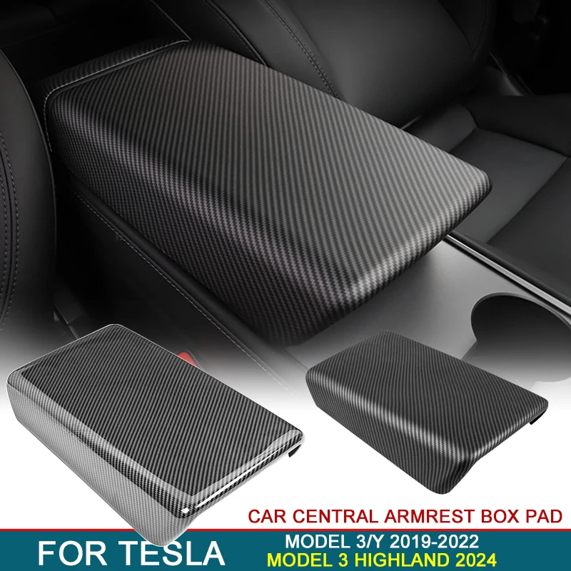 For Tesla Model 3/Y 2019-2022 Car Central Armrest Box Pad For Tesla Model 3 Highland 2024 TPE Center Console Arm Rest Lid Cover