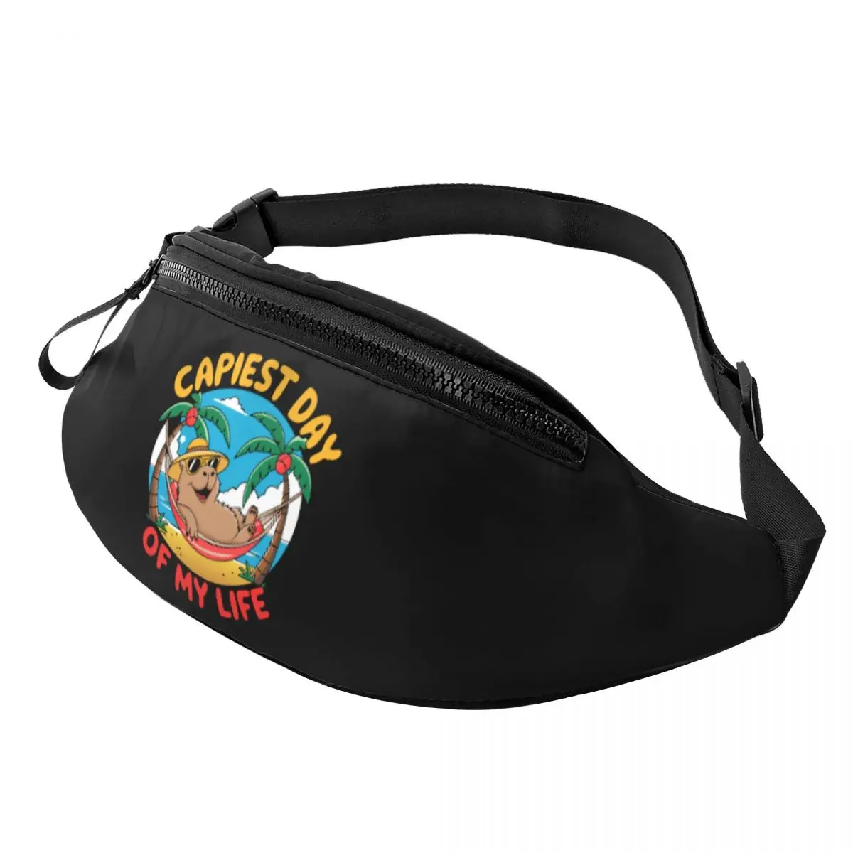 

Custom Funny Capybara Fanny Pack Women Men Crossbody Waist Bag for Cycling Camping Phone Money Pouch