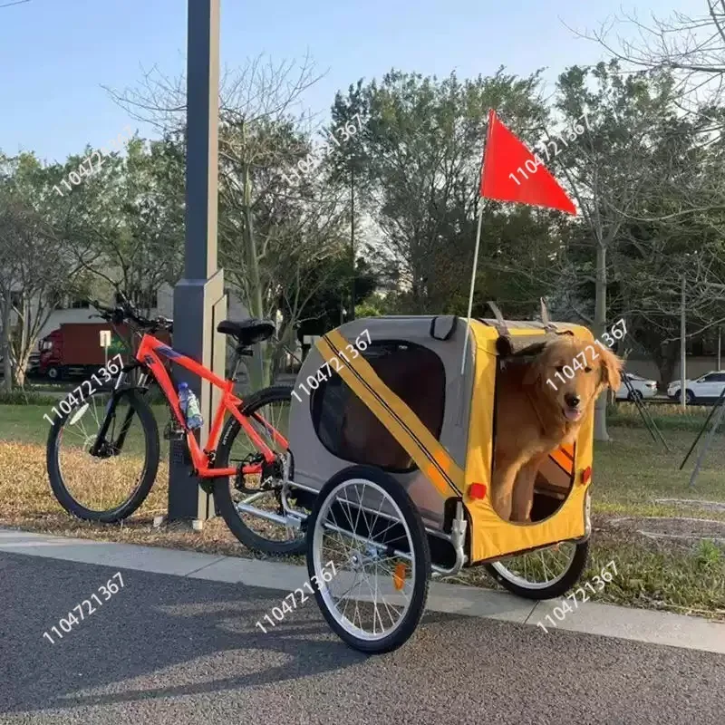 1pcs  Pet Bike Trailer,  Rim Rubber Tyre Wheels And Steel Frame Bicycle Cart Dog Carrier