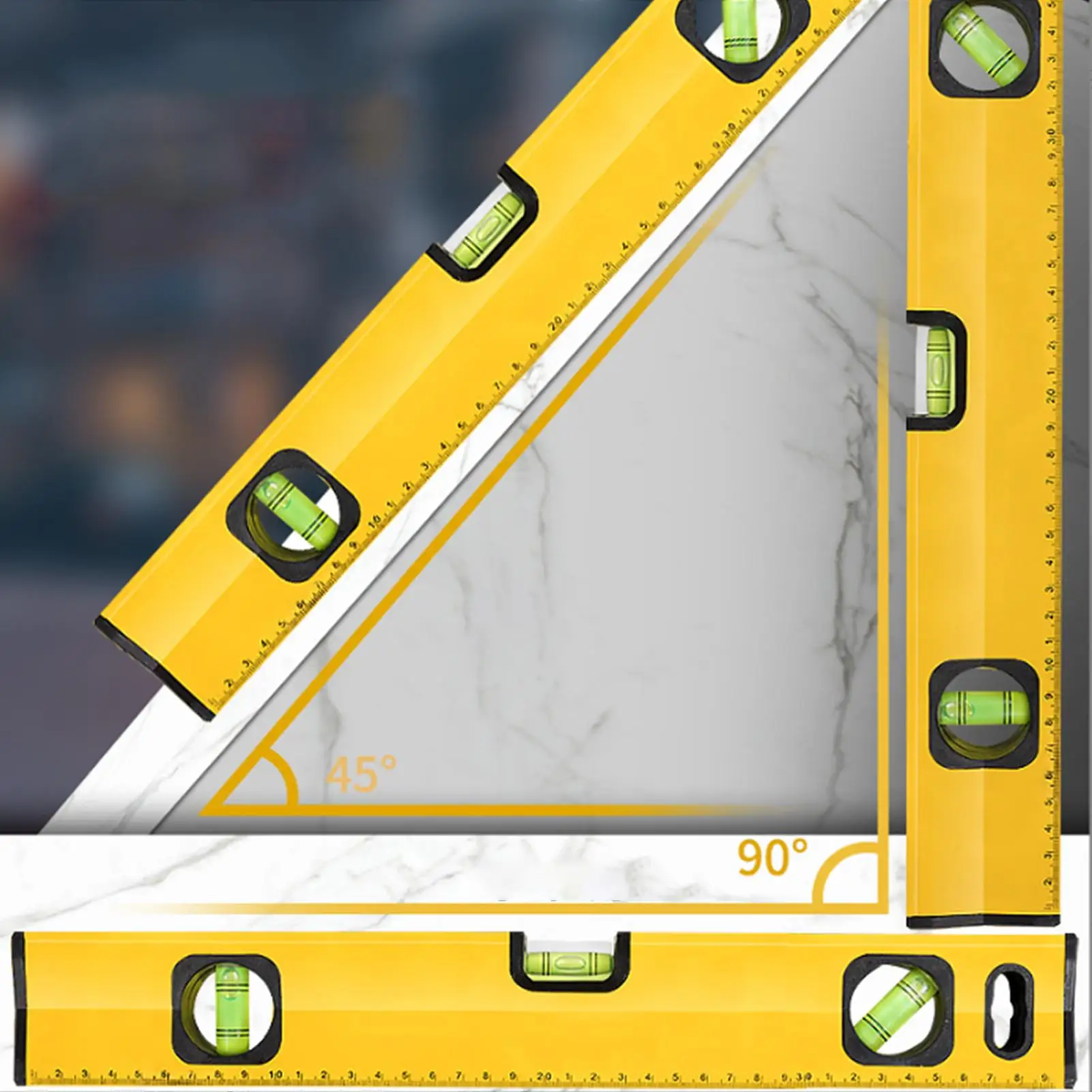 45/90/180Degree Aluminum Construction Leveler Tool  Spirit Level Magnetic Torpedo Level Tool Aluminum Shockproof Bubble Level