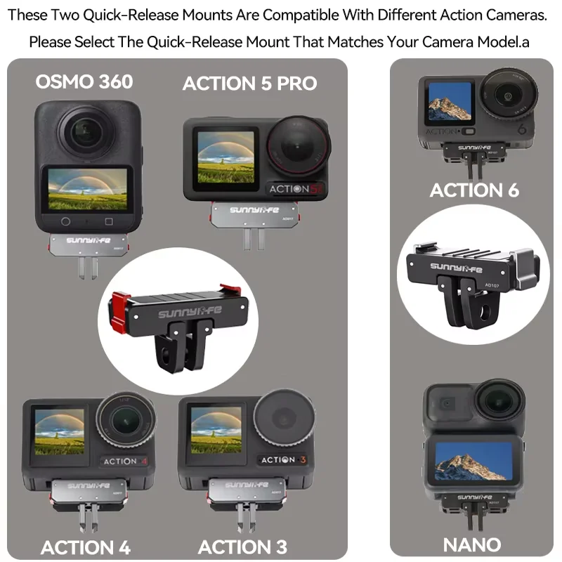 Adapter magnetyczny do DJI Osmo Action 5 Pro OSMO 360 / NANO, szybkozłączka do DJI Action 6 4 3, akcesoria rozszerzające do kamery. — zdjęcie produktu 6