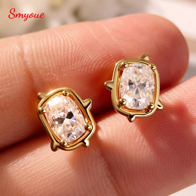 

Smyoue Trendy 18k Plated All 2CTTW Moissanite Stud Earrings for Women Unique Wedding Party Birthday Gift S925 Sterling Silver