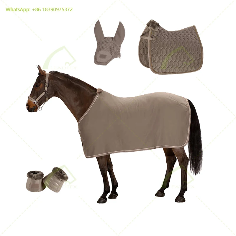 Juego de Almohadillas para Silla de Montar Ecuestre al por Mayor, Alfombra para Caballo, Botas de Protección para Tendones, Velo Antimoscas para Equinos, Productos Personalizados para Montar a Caballo