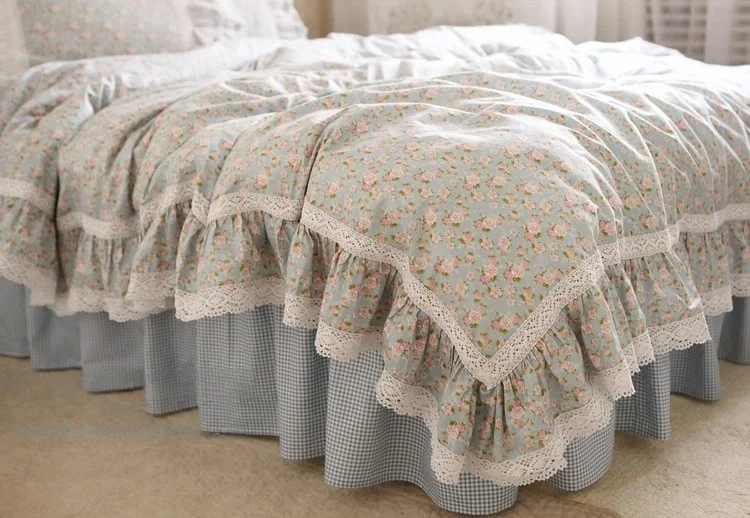 1 قطعة الدانتيل الرعوية كشكش غطاء لحاف روز غطاء لحاف مطبوع الملكة الملك الفراش اكسسوارات المنسوجات المنزلية بيع 200x230 سنتيمتر
