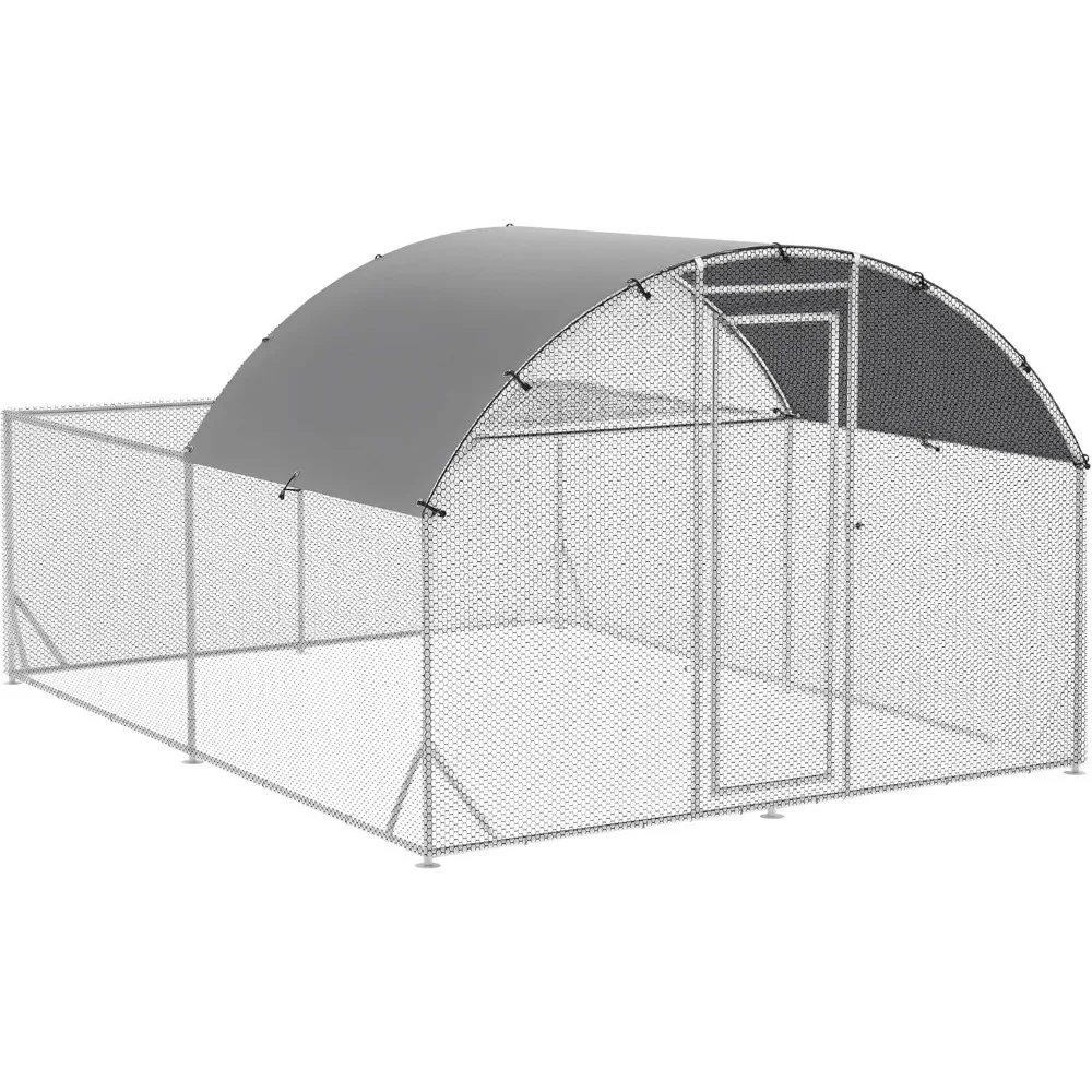 

Large Chicken Coop Metal Chicken Run for Chickens with Waterproof and Anti-UV Cover, Dome Shaped Walk in Fence Cage Hen House f