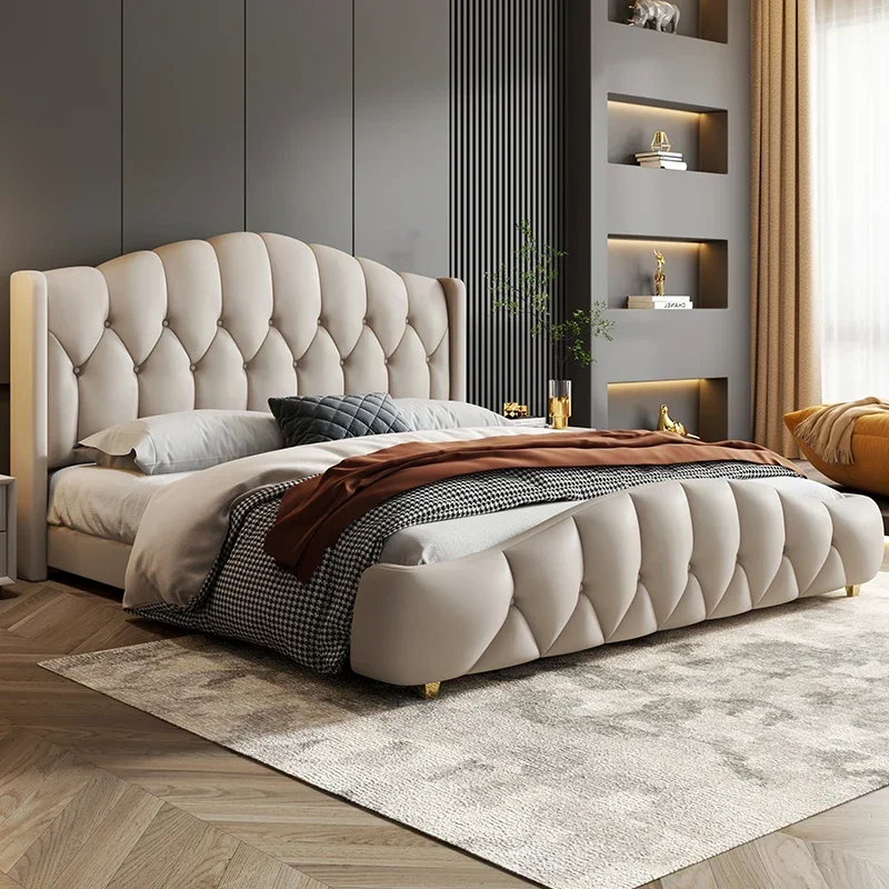 Nightstands Unique Bed Aesthetic Luxury Bedroom Headboards Bed Frame Queen Size Somieres Y Marcos De Cama Furniture Decoration