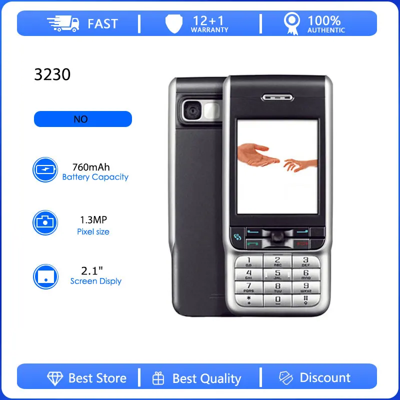 Original Refurbished 3230 2G Single Sim Unlocked GSM 900/1800 Mobile Phone Russian Arabic Hebrew Keyboard Made in Finland