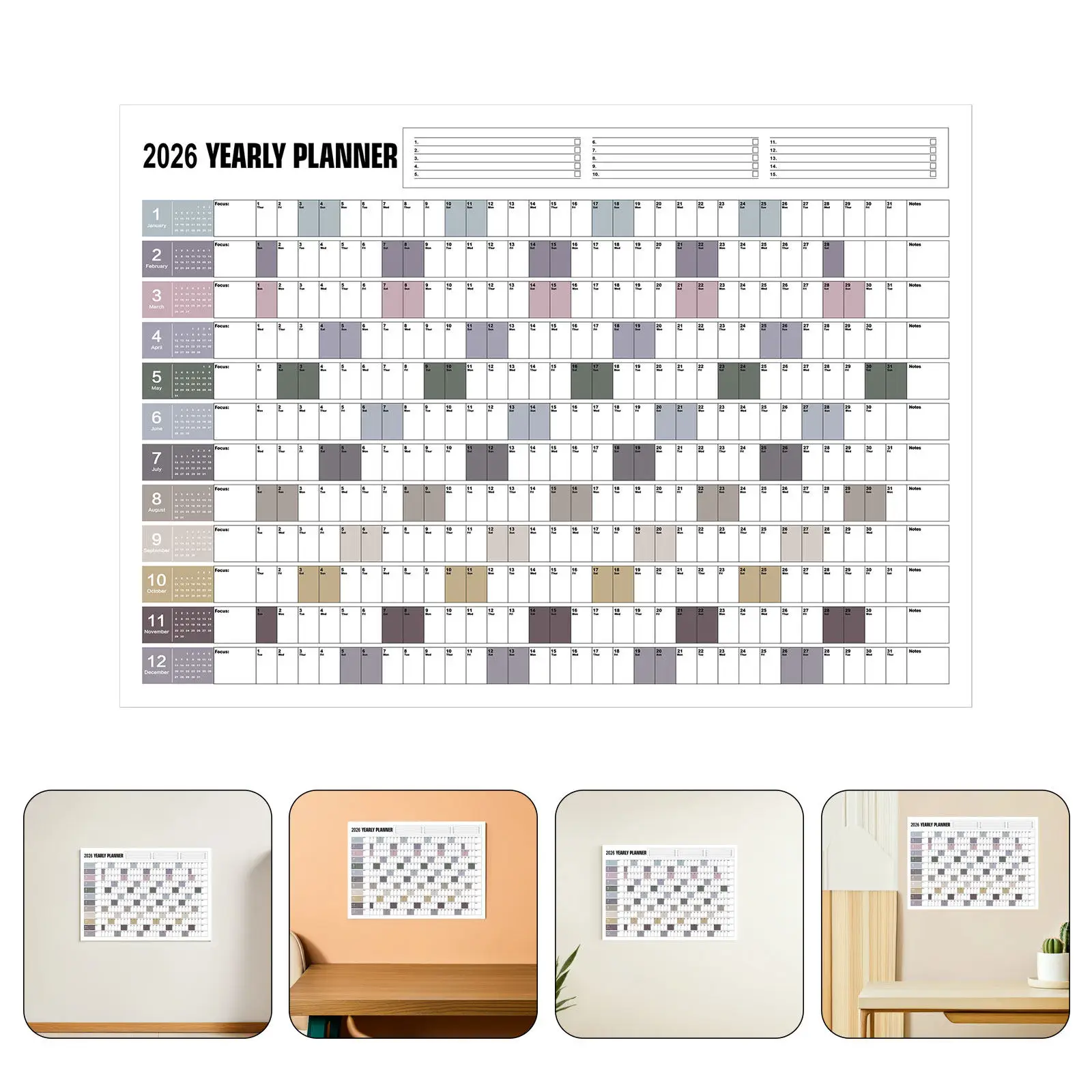 

2026 Extra Large Wall Calendar Full Year View Jumbo Format Minimalist Monthly Planner for Home Office School Family Organizer