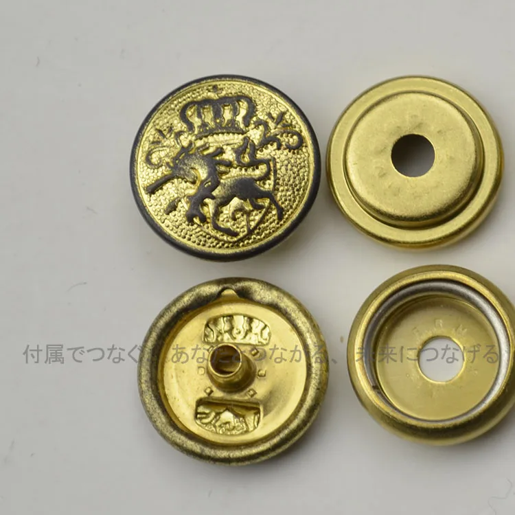 Hebilla Cuatro en Uno YKK importada de Japón, 10 piezas, PERMEXL, hebilla blanca grande y grande con superficie de unicornio, oro Retro