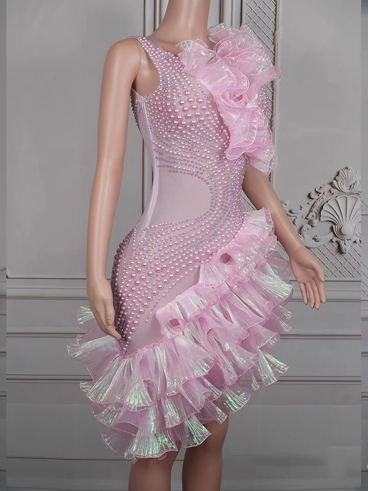 Wysokiej jakości gorący koralik szyfonowa łączenie elastyczna nieregularna spódnica 2025 nowa modna odzież damska