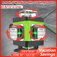 4D 8/12/16 Line Laser Level Horizontal And Vertical Green Laser Beams 360° Rotatable Window Self-leveling Tool Laser Projection
