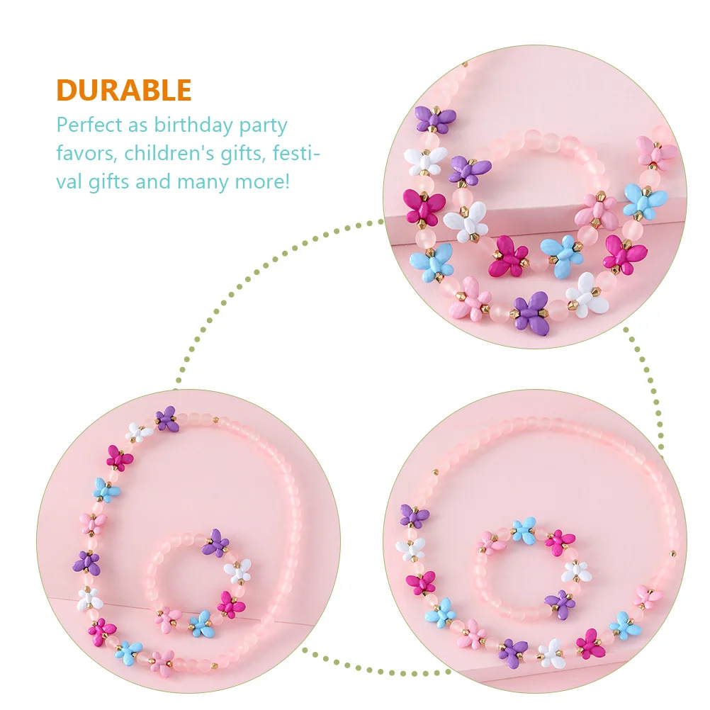 

2 Sets Acrylic Beaded Necklace Bracelet Girl Child Resin Kids' Costume Jewellery