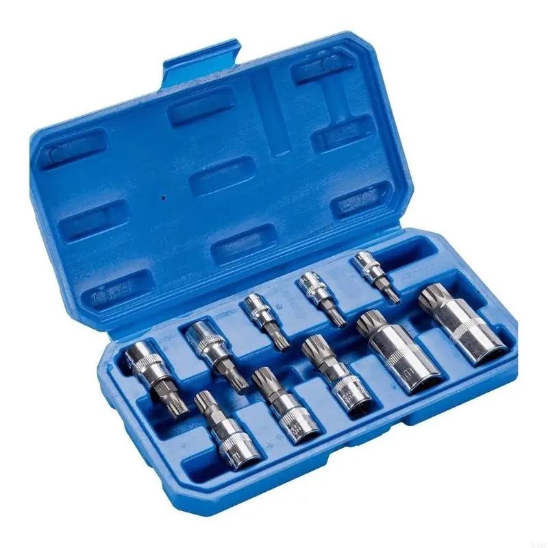

Socket Adapter 10Pcs 12 Point Triple Square Spline Bit Socket Set for Car L4MF