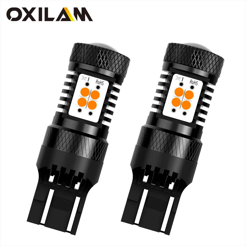 

OXILAM 2x T20 7443 W21/5W Светодиодная лампа красного и желтого цвета Canbus без ошибок 7440 WY21W W21W 12V Автомобильный внешний стоп-сигнал поворота