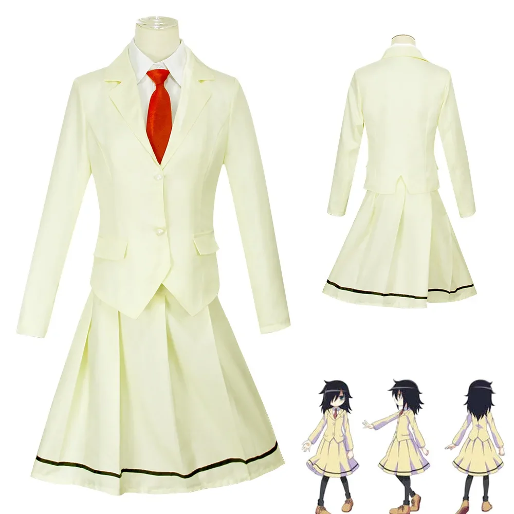 Anime WataMote Tomoko Kuroki Cosplay Costume Yellow Jk School Skirt Uniform Women Girls Lovely Cute Convention Campus Party Suit