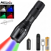 Zoom 4-In-1 Multicolor LED Flashlight Red Blue Green White Lamp Portable Outdoor Camping Hunting Photography Selfie Hiking Torch