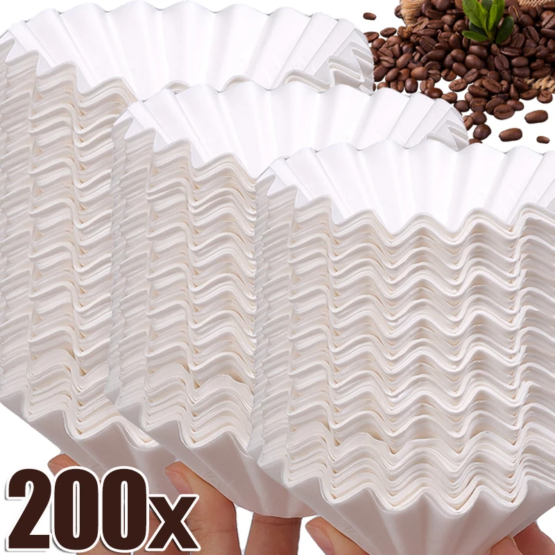 50/200PCS Disposable Coffee Filters Virgin Wood Pulp Coffee Tea Filter Paper Handmade Ripple Cake Cups Food Grade Paper Funnel