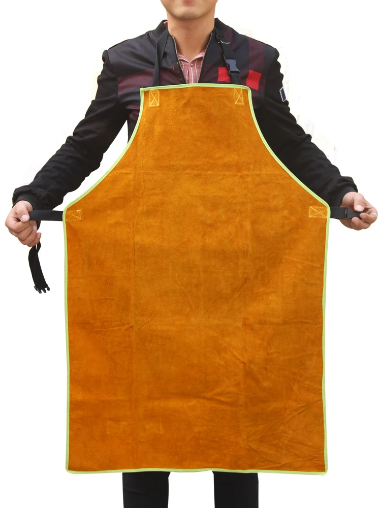 JiHua Cowhide Apron  Welding Protective Clothing Reversable Flame Retardant High Temperature Resistant for Welder