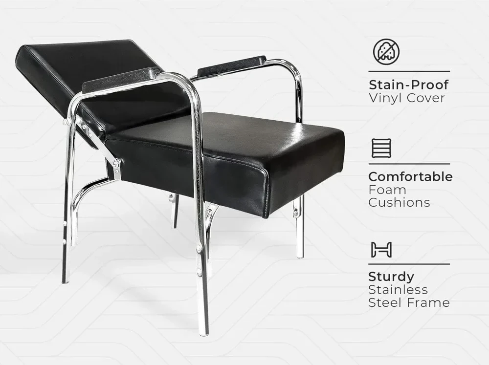 Professional Auto Recline Shampoo Chair, Premium Vinyl Material, High Density Foam Cushions and Durable Steel Construction