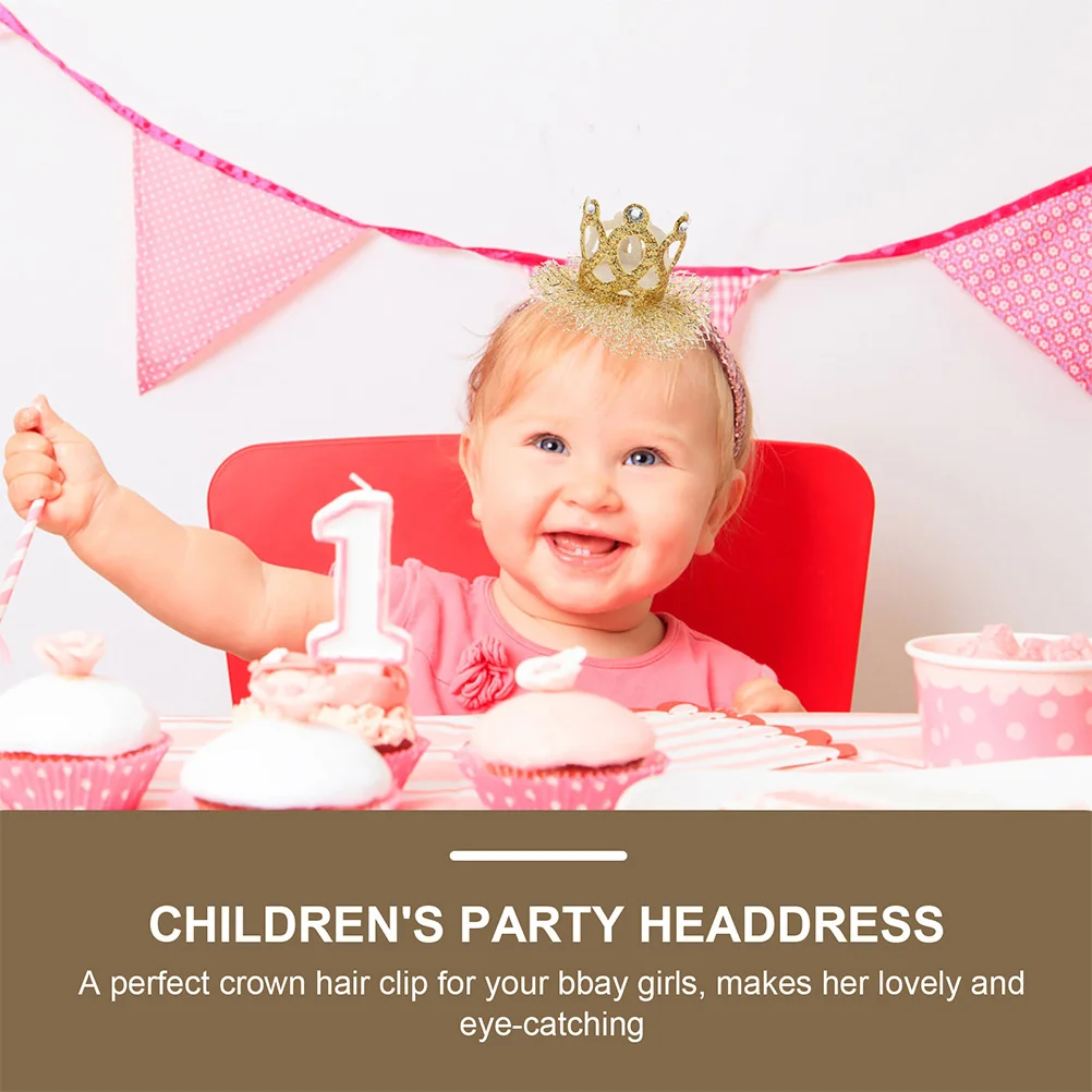 2 قطعة غطاء الرأس الدانتيل تاج لحفلة عيد ميلاد دبوس الشعر طفل زي غطاء الرأس دش اكسسوارات طفل زي أغطية الرأس #6