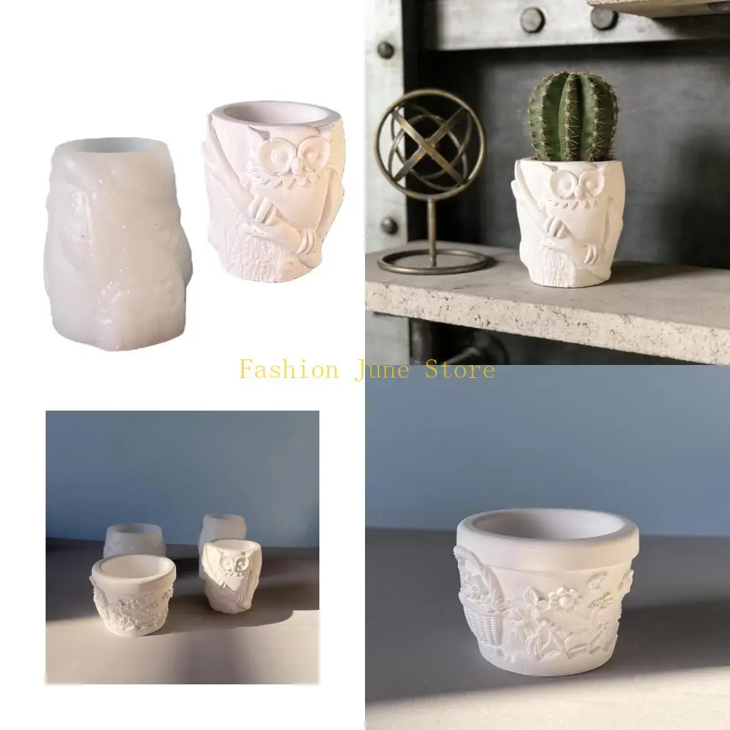 

N5KA Playful Owl Themed Pencil Holder Silicone Molds For Artistic Creations Like Mini Pots Ornaments And Light Holders