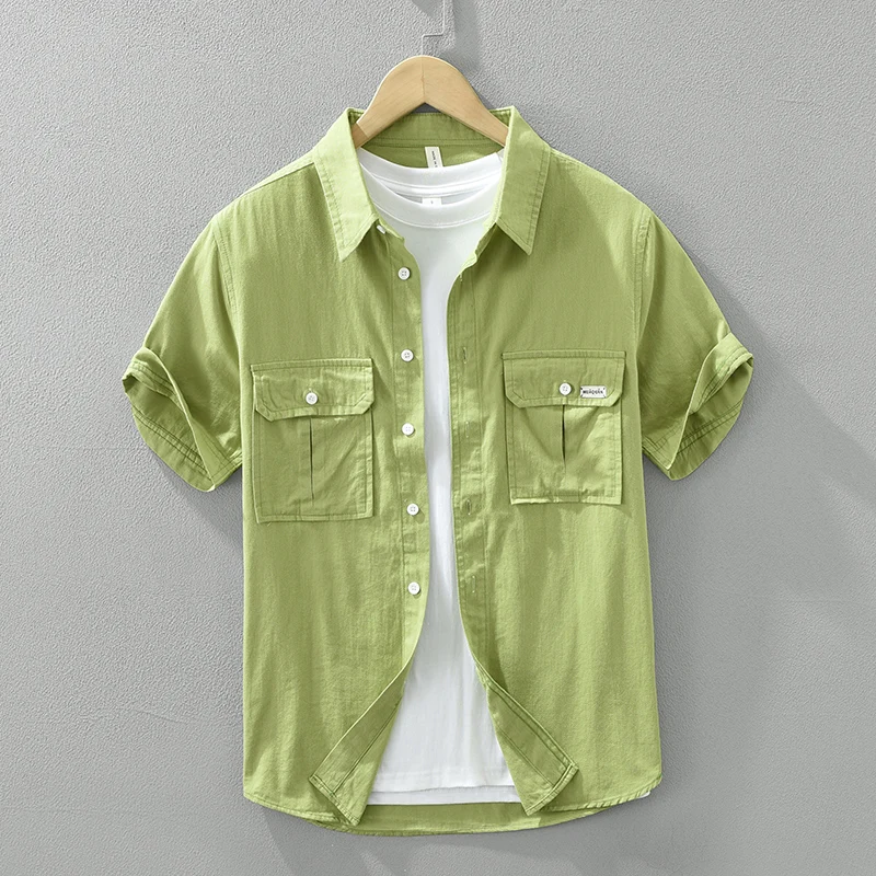 

Casual Safari Style Short Sleeve Shirts for Men 2024 Summer New Plus Size Casual Loose Cotton Shirts
