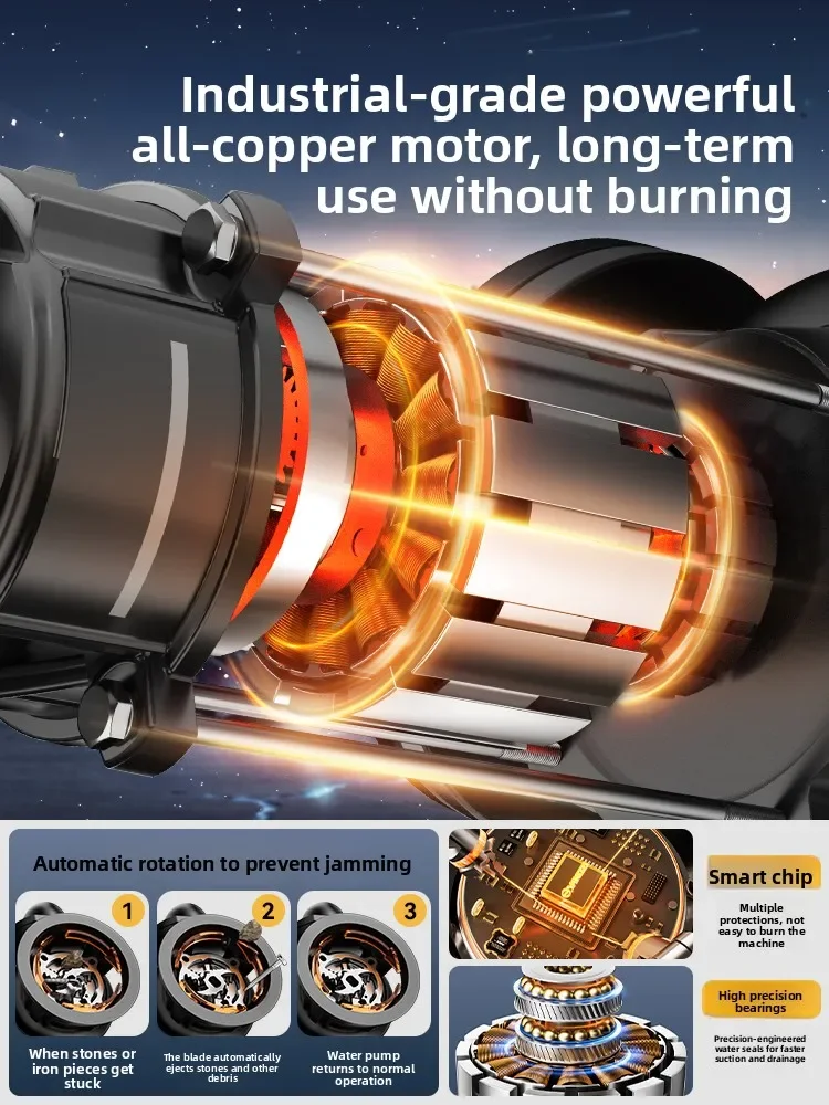 مضخة مياه الصرف الصحي المنزلية القطع 220 فولت، مضخة خزان صوفية صغيرة الحمأة الطينية عالية الطاقة، مضخة غاطسة ذاتية التحضير #3