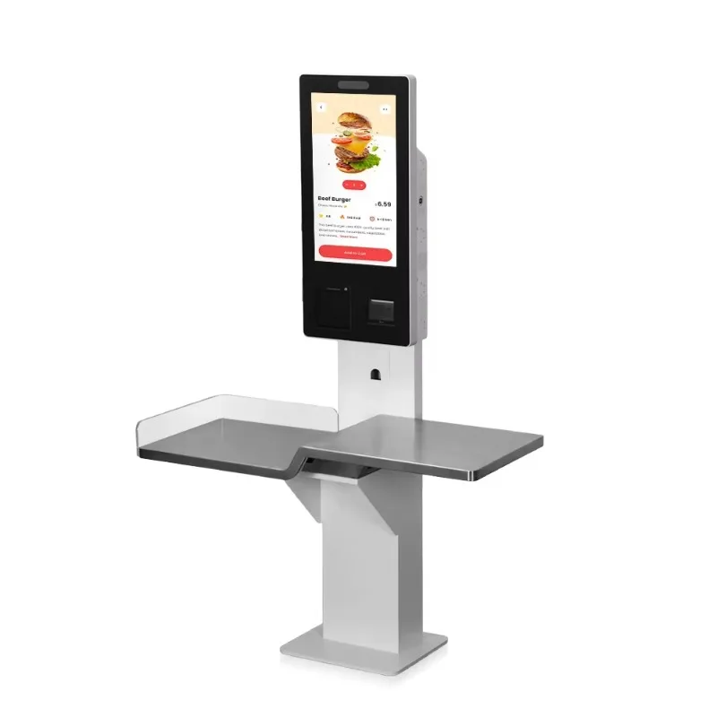 Touch Screen Self Service Ordering Kiosk Floor Standing Android Windows POS Terminal with NFC  Code Payment for Supermarket