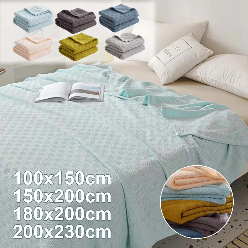 

100% Cotton Blanket Summer Thin Breathable Blanket for Office Nap Air Conditioning Soft Gauze Throw Blankets for Adults Travel
