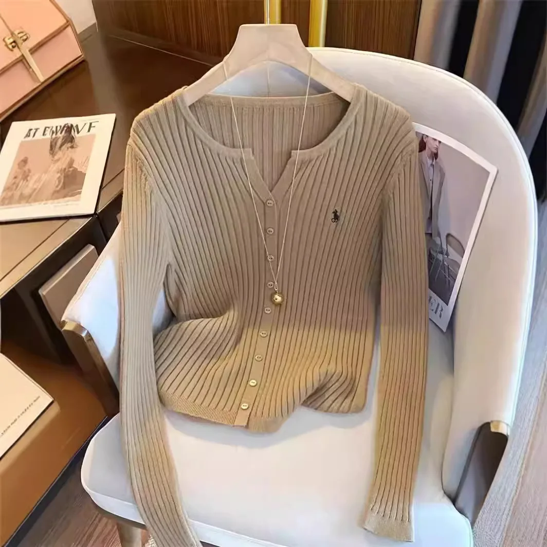 

Retro Fashion Knitted Tops 2025 New Y2K Embroidery Long Sleeve Cardigans Sweaters Korean Fashion Streetwear Lady Shirts