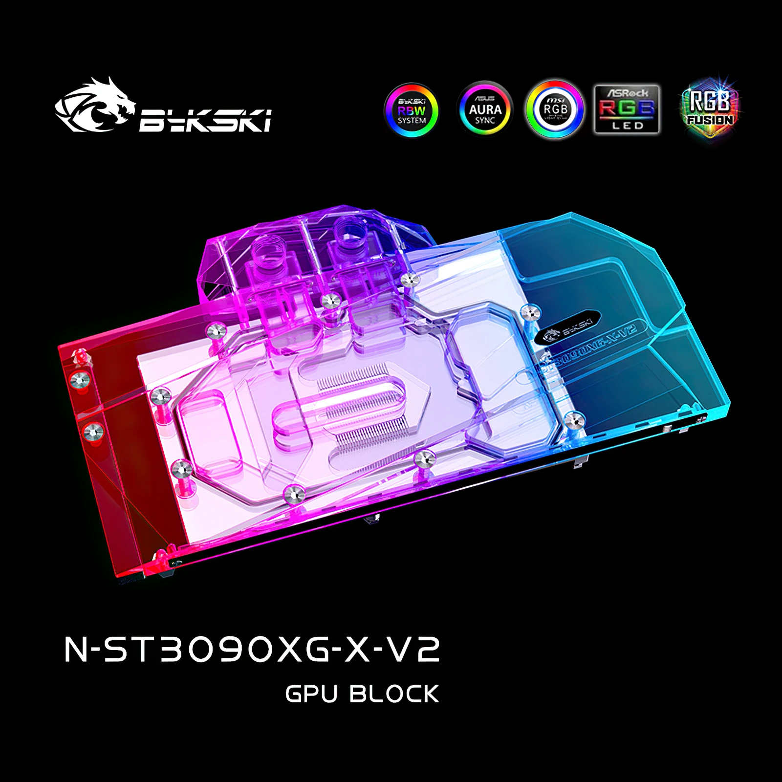 Bykski غطاء كامل GPU تبريد المياه RGB كتلة مع لوحة الخلفية ل Zotac RTX3090 3080 الألعاب N-ST3090XG-X-V2