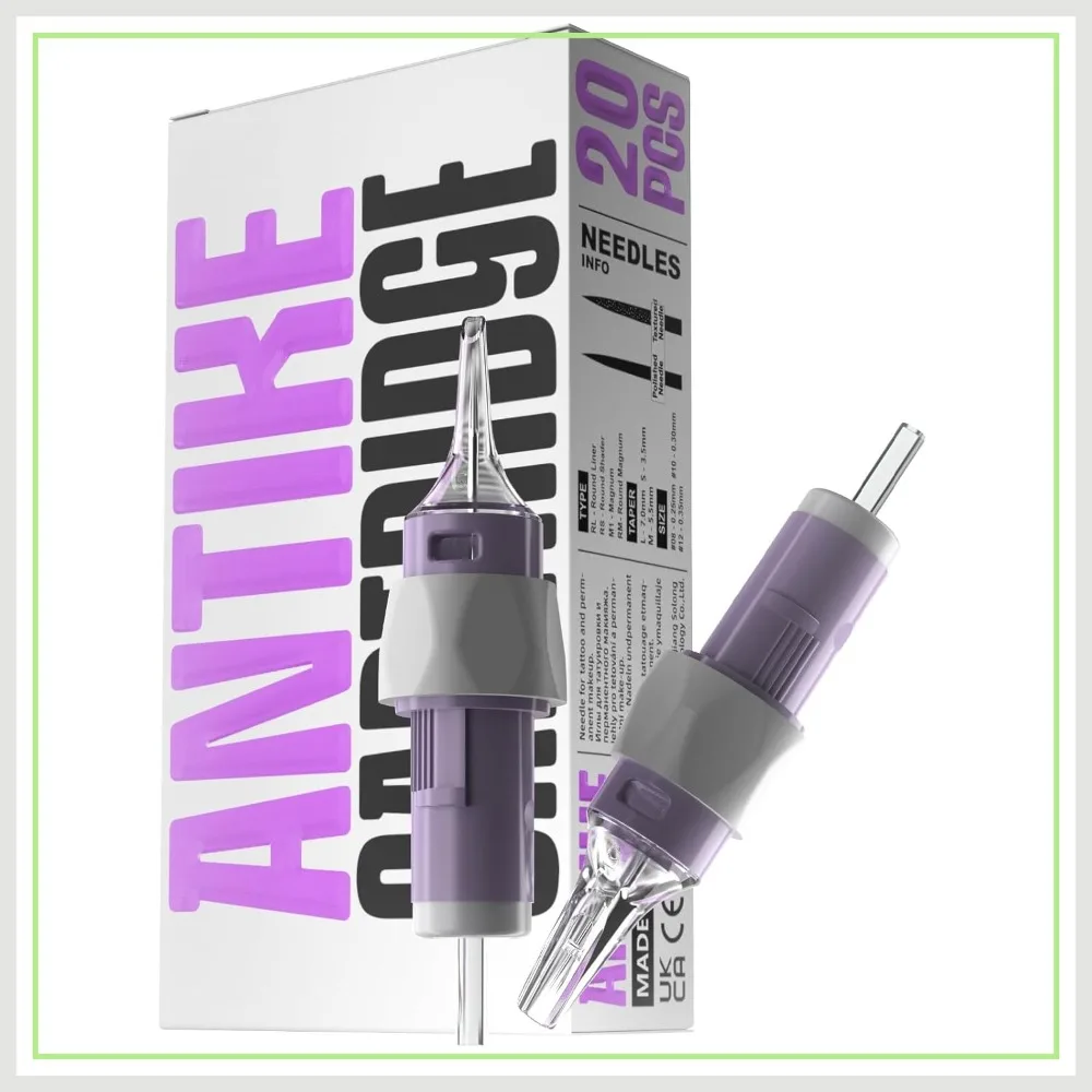 

12RL Tattoo Cartridge Needles 20Pcs 0.35mm Round Liner Disposable with Soft Finger Ledge Standard X-Taper Membrane