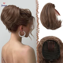 Krótkie syntetyczne przedłużanie włosów - klips grzebieniowy i sznurek - Chignon, style kucyka - realistyczne, łatwe w noszeniu dla kobiet