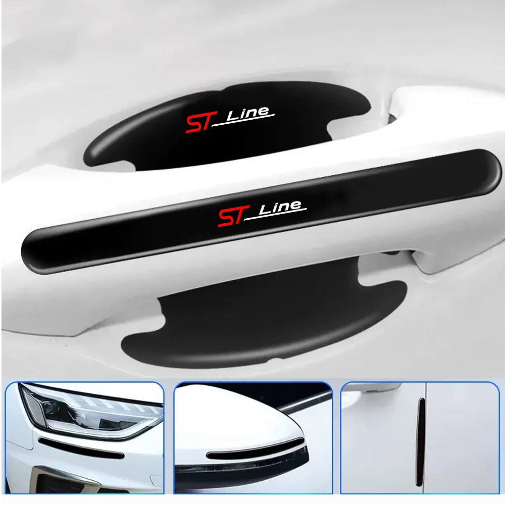 8pcs Car Door Handle Protective Sticker Door Bowl Stickers for Ford ST LINE FIESTA Mk3 4 Focus Fiesta Mondeo Ecosport Puma Kuga