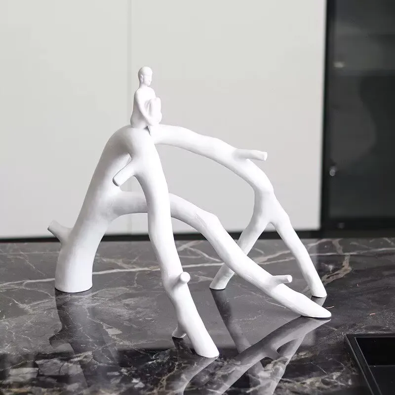 

Скандинавское украшение комнаты, креативная абстрактная скульптура из смолы, одиночный человек, ветка дерева, статуя, украшение, украшение для дома