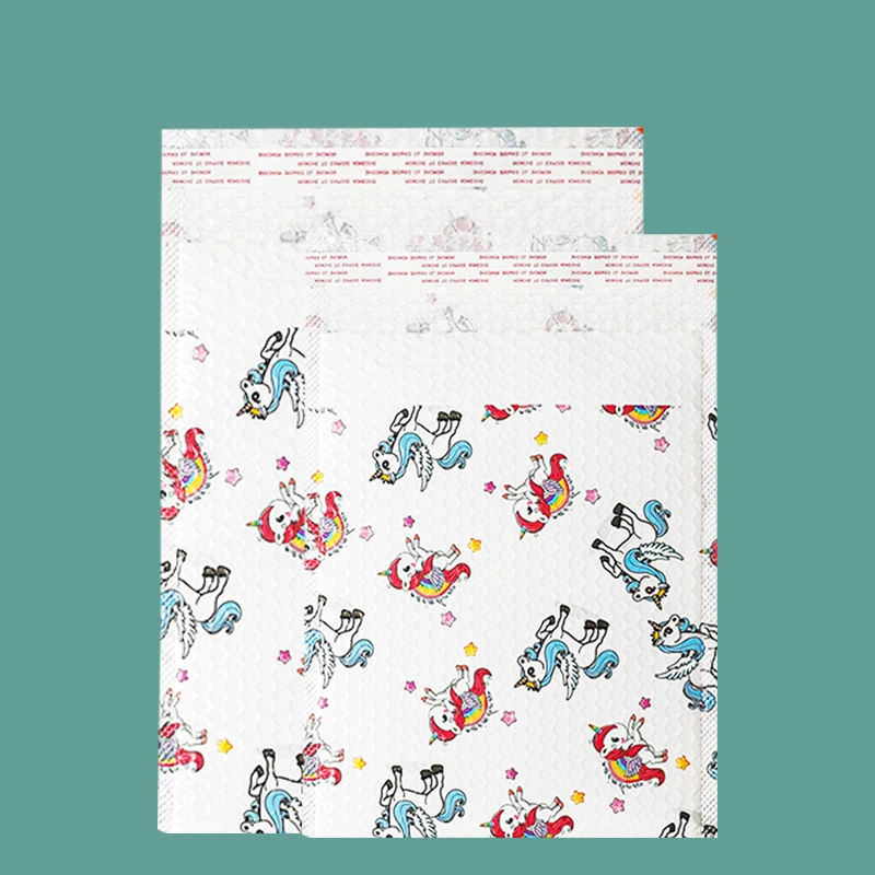 50 pçs bolha envelopes unicórnio/flamingo impresso bolha sacos auto-adesivo vestuário embalagem saco transporte envelope 25x3 0cm/28x37cm