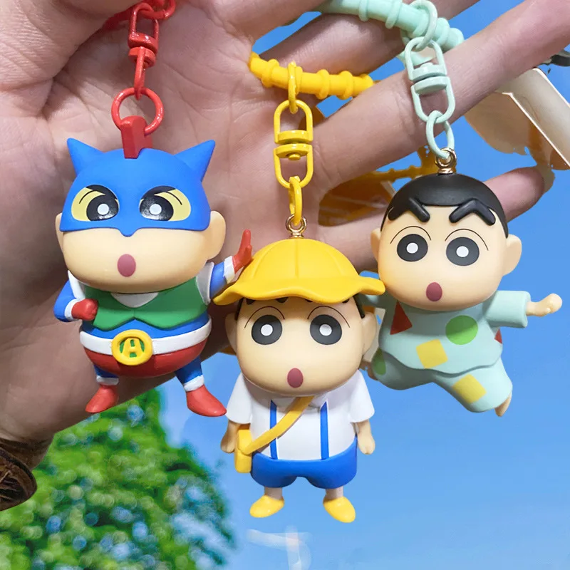 2024 New Anime Crayon Shin-chan Kawaii Q version Cos Cross dress Funny Figure PVC Model Toys Doll Couple pendant Keychain Gifts