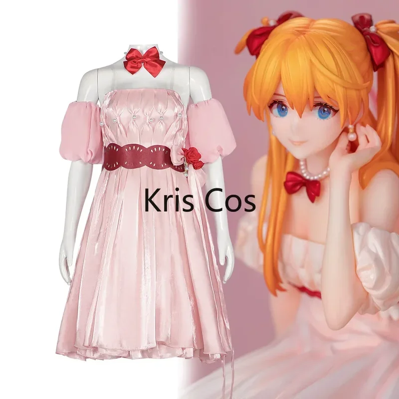 

FC6Asuka Langley Soryu Ayanami Rei Cosplay Costume Women Uniform Pink Full Dress Halloween Costumes for Women Dress Sleev@FC8！