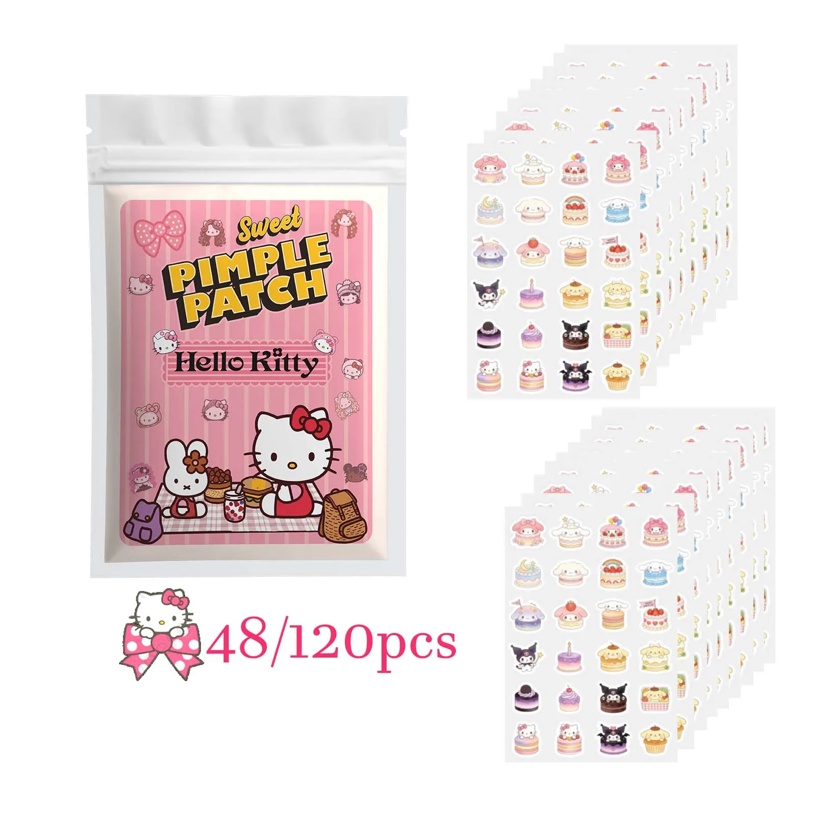48/120PCS Patchs anti-imperfections Hello Kitty, patchs hydrogel pour boutons