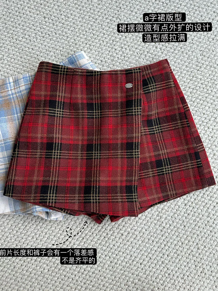 Japanese Sweet Plaid Skirts Clubwear High Waist A-Line Skirt Kawaii Girls Harajuku Autumn Winter Streetwear Gyaru Preppy Style